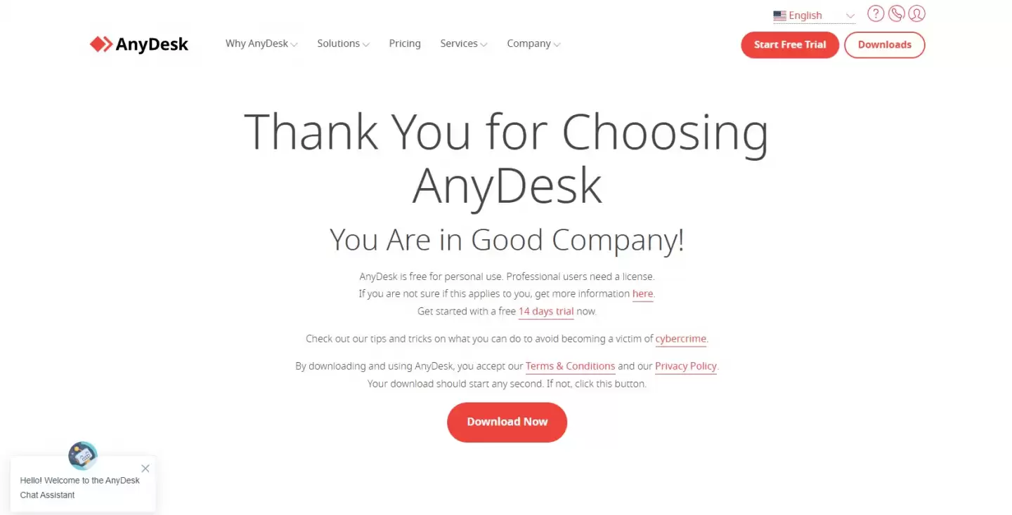 ดาวน์โหลดโปรแกรม anydesk